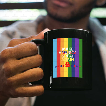 Personalized Dog Gift Idea - Make America Great Again With Rainbow For Dog Lovers - Black Mug